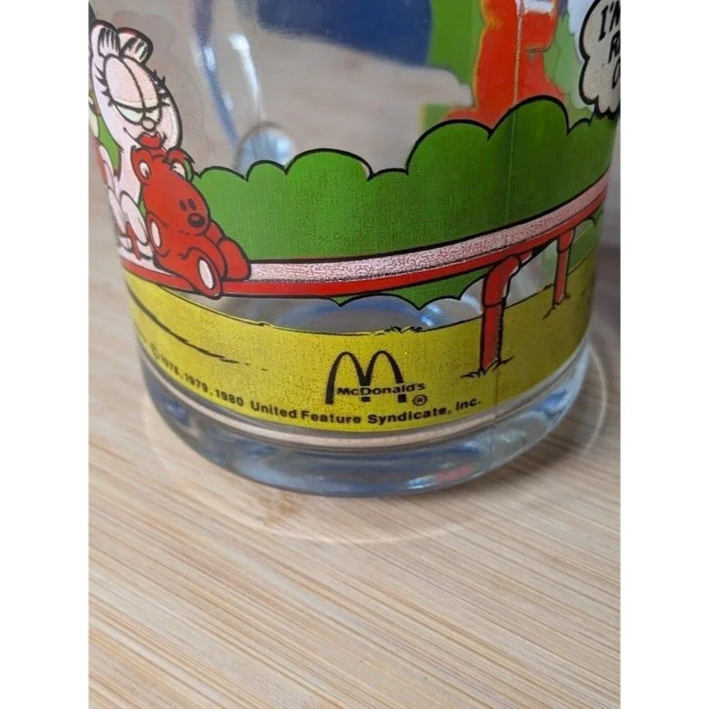Vtg Mug 1978 Garfield Odie Mcdonalds Teeter Totter "I'm Not One Who Rises" Glass - Picture 4 of 6